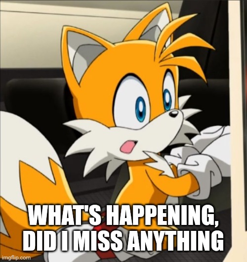 WHAT'S HAPPENING, DID I MISS ANYTHING | image tagged in tails | made w/ Imgflip meme maker