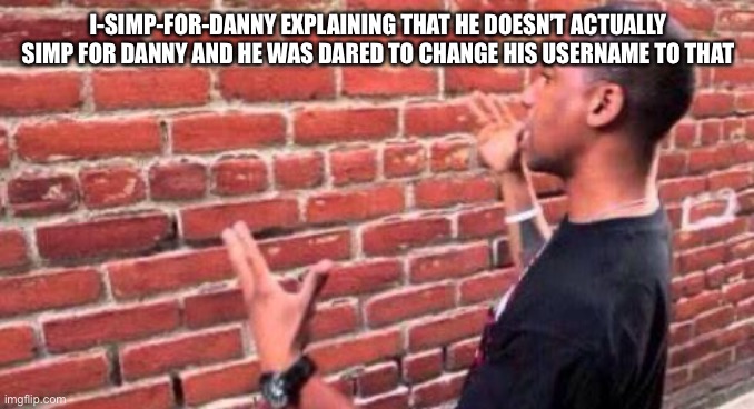Brick Wall | I-SIMP-FOR-DANNY EXPLAINING THAT HE DOESN’T ACTUALLY SIMP FOR DANNY AND HE WAS DARED TO CHANGE HIS USERNAME TO THAT | image tagged in brick wall | made w/ Imgflip meme maker