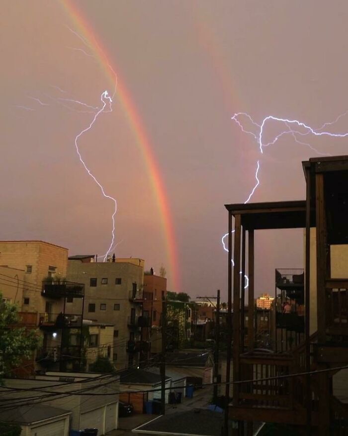 Double Rainbows and Lightning Strikes. Photo credit: Tim Lyons | image tagged in awesome,pics,photography | made w/ Imgflip meme maker