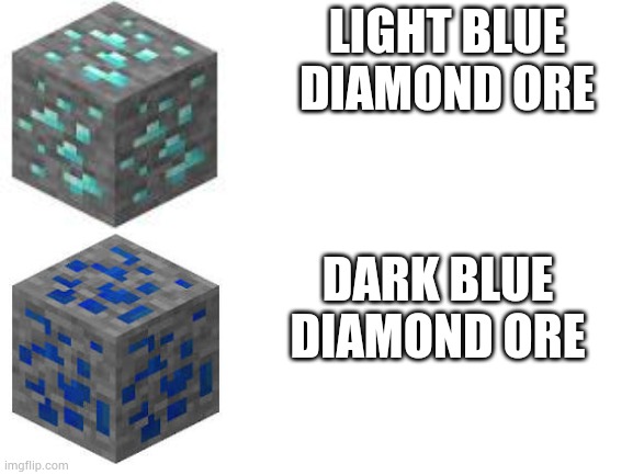 Blank White Template | DARK BLUE
DIAMOND ORE LIGHT BLUE DIAMOND ORE | image tagged in blank white template | made w/ Imgflip meme maker