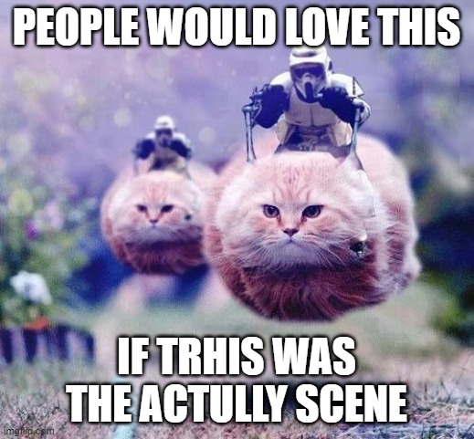 cute cats | PEOPLE WOULD LOVE THIS; IF TRHIS WAS THE ACTULLY SCENE | image tagged in storm trooper cats | made w/ Imgflip meme maker