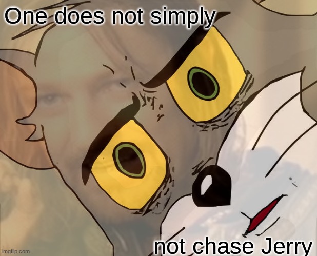 One does not simply Jerry/Tom | One does not simply; not chase Jerry | image tagged in funny meme,lord of the rings,unsettled tom | made w/ Imgflip meme maker