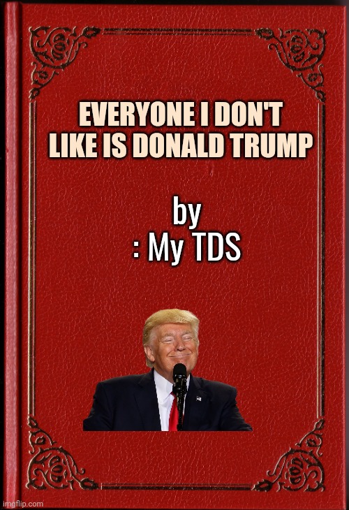 blank book | EVERYONE I DON'T LIKE IS DONALD TRUMP by : My TDS | image tagged in blank book | made w/ Imgflip meme maker