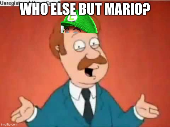 who else but quagmire guy | WHO ELSE BUT MARIO? | image tagged in who else but quagmire guy,mario,luigi | made w/ Imgflip meme maker