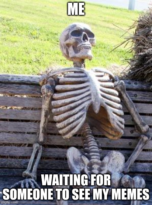 true to anyone | ME; WAITING FOR SOMEONE TO SEE MY MEMES | image tagged in memes,waiting skeleton | made w/ Imgflip meme maker