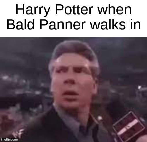Harry Potter gotta be the weirdest name | Harry Potter when Bald Panner walks in | image tagged in x when x walks in,harry potter,funny,funny memes,memes | made w/ Imgflip meme maker