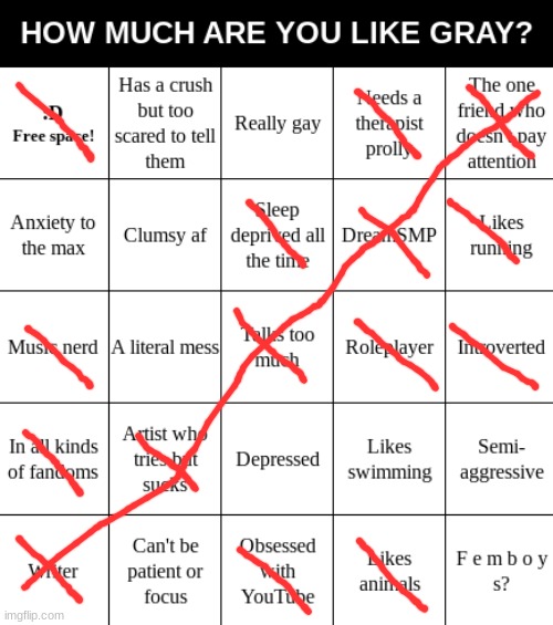 Gray's Bingo | image tagged in gray's bingo | made w/ Imgflip meme maker