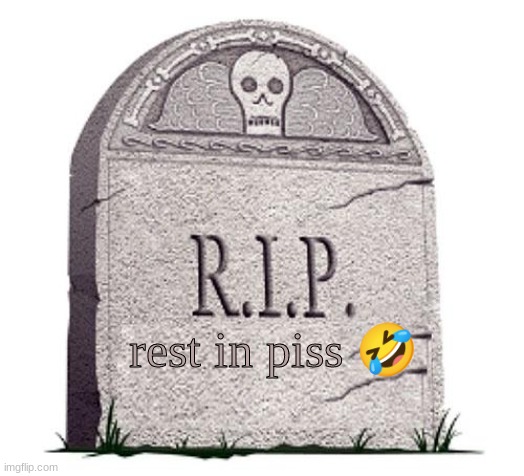 RIP | rest in piss ? | image tagged in rip | made w/ Imgflip meme maker