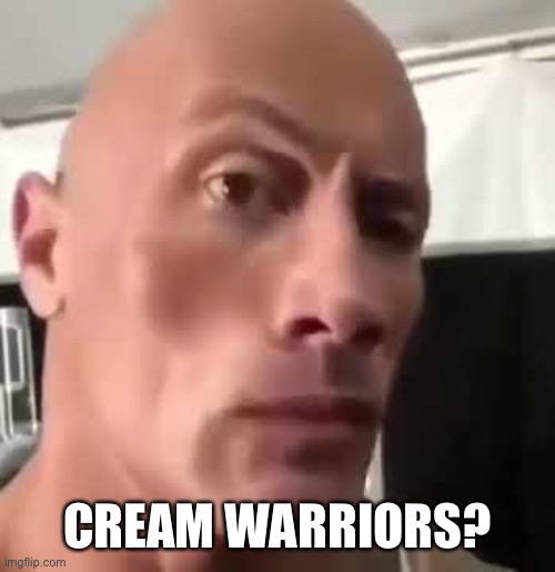 CREAM WARRIORS? | image tagged in the rock eyebrows | made w/ Imgflip meme maker