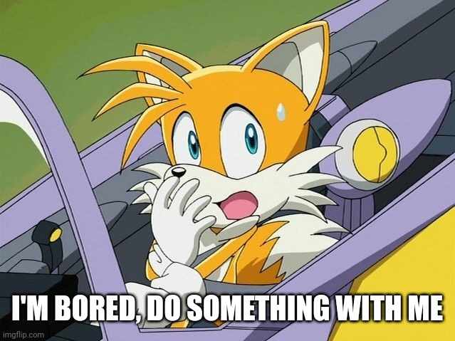 I'M BORED, DO SOMETHING WITH ME | image tagged in tails | made w/ Imgflip meme maker