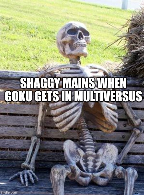 when goku gets in multiversus |  SHAGGY MAINS WHEN GOKU GETS IN MULTIVERSUS | image tagged in memes,waiting skeleton,multiversus,dbz | made w/ Imgflip meme maker