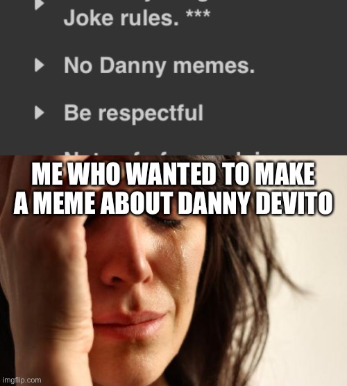 ME WHO WANTED TO MAKE A MEME ABOUT DANNY DEVITO | image tagged in memes,first world problems | made w/ Imgflip meme maker