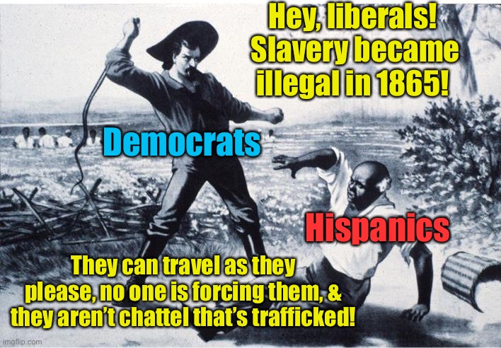 slave | Hey, liberals!  Slavery became illegal in 1865! They can travel as they please, no one is forcing them, & they aren’t chattel that’s traffic | image tagged in slave | made w/ Imgflip meme maker