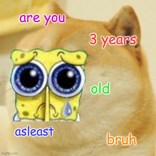 Doge Meme | are you 3 years old asleast bruh | image tagged in memes,doge | made w/ Imgflip meme maker