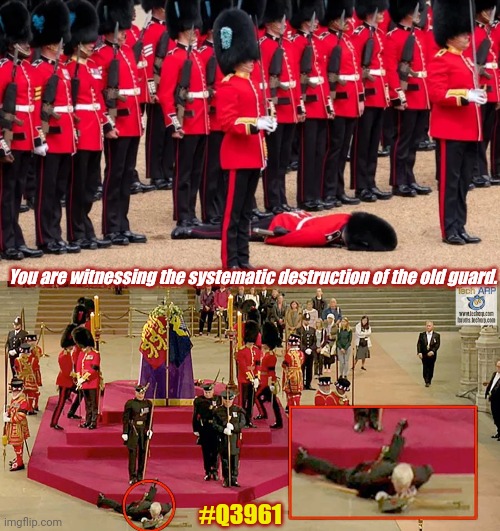 At Least It's Not Another Case of COVID VAX Sudden Death, Right? #NothingToSeeHere | You are witnessing the systematic destruction of the old guard. #Q3961 | image tagged in the queen's royal guard,lights out week,covid vaccine,grim reaper,qanon,the great awakening | made w/ Imgflip meme maker