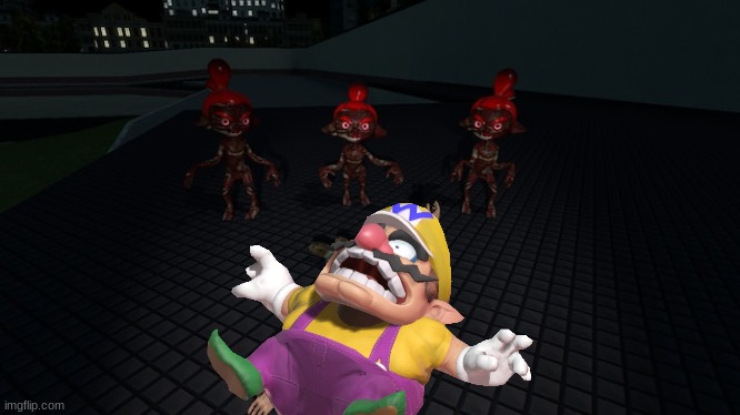 Wario dies by Bloodlings.mp3 | image tagged in bloodlings cornering a scientist,wario dies,wario,splatoon,creepypasta | made w/ Imgflip meme maker