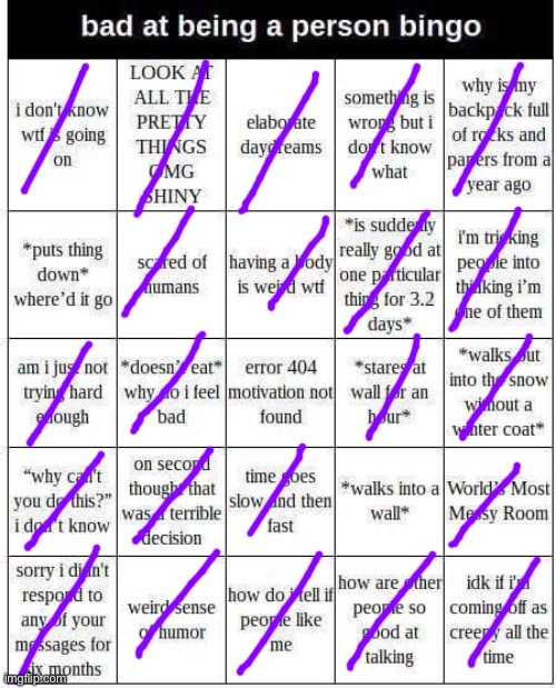 damn | image tagged in bad at being a person bingo | made w/ Imgflip meme maker