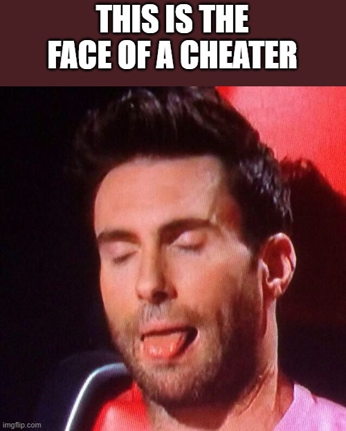 This Is The Face Of A Cheater | THIS IS THE FACE OF A CHEATER | image tagged in cheater,adam levine,face,cheating,funny,memes | made w/ Imgflip meme maker
