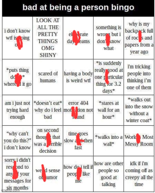 We get snow once every decade in TX. When we do just a beanie and hoodie is all i need | image tagged in bad at being a person bingo | made w/ Imgflip meme maker