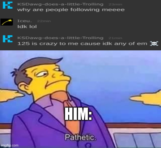 skinner pathetic | HIM: | image tagged in skinner pathetic | made w/ Imgflip meme maker
