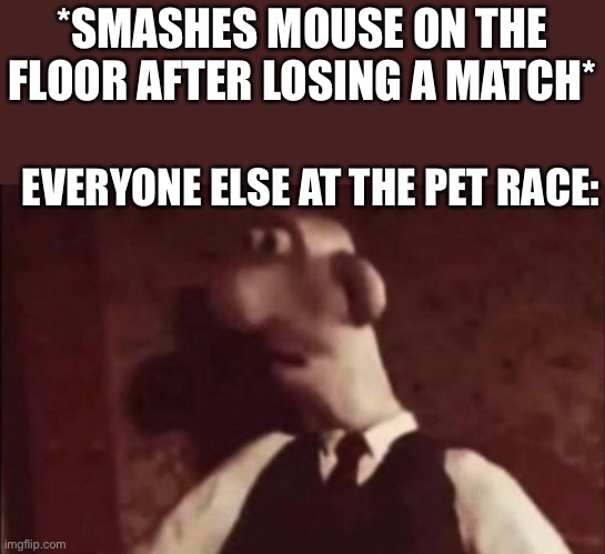 Killing my pet mouse…. | *SMASHES MOUSE ON THE FLOOR AFTER LOSING A MATCH*; EVERYONE ELSE AT THE PET RACE: | image tagged in oh wow,dark humor,fun,lol | made w/ Imgflip meme maker