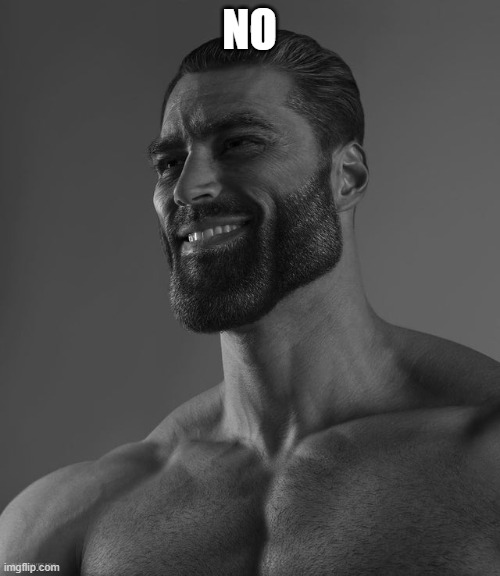 Giga Chad | NO | image tagged in giga chad | made w/ Imgflip meme maker