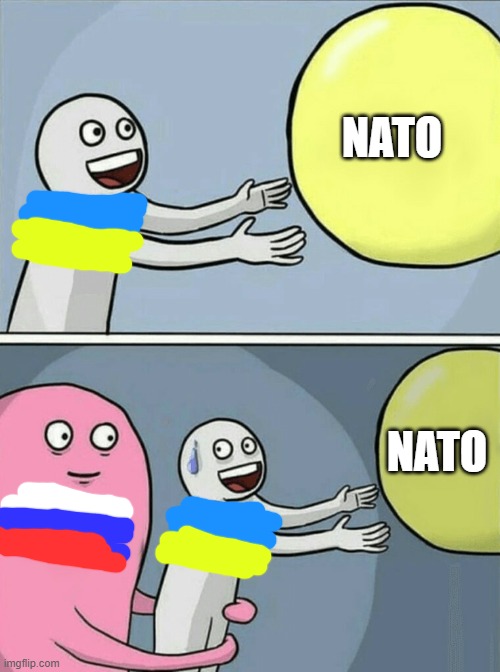 Too lazy to type | NATO; NATO | image tagged in memes,running away balloon | made w/ Imgflip meme maker