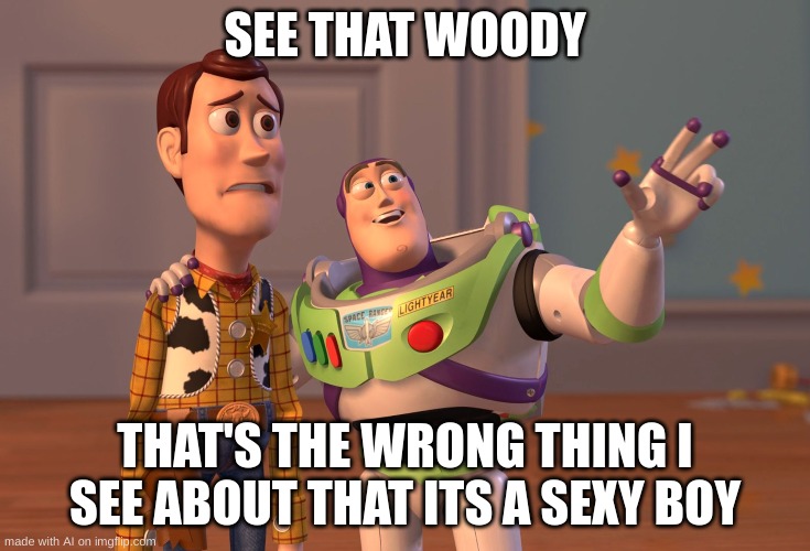 X, X Everywhere | SEE THAT WOODY; THAT'S THE WRONG THING I SEE ABOUT THAT ITS A SEXY BOY | image tagged in memes,x x everywhere,buzz and woody,boy | made w/ Imgflip meme maker