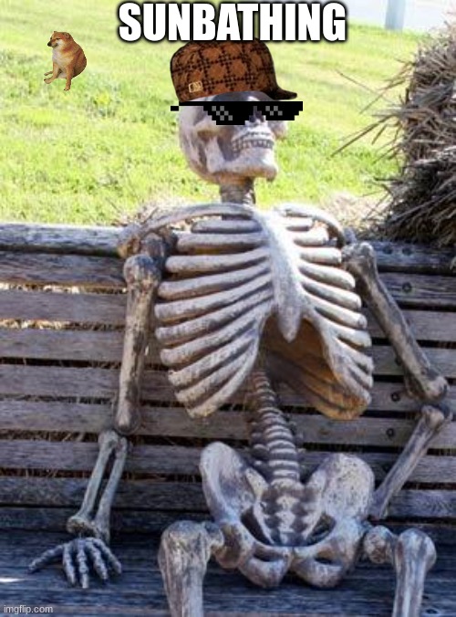 Sunbathing | SUNBATHING | image tagged in memes,waiting skeleton | made w/ Imgflip meme maker