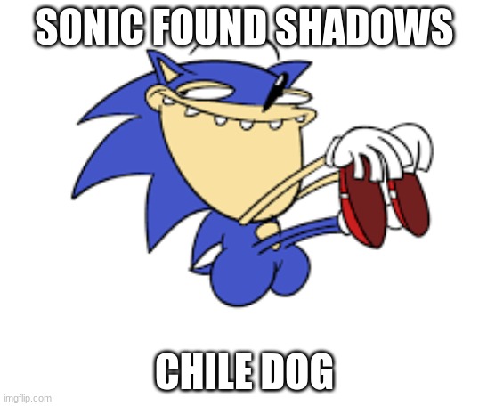 sonic likes this chili dog | SONIC FOUND SHADOWS; CHILE DOG | image tagged in sonic the hedgehog,funny | made w/ Imgflip meme maker