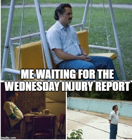 Narcos waiting | ME WAITING FOR THE WEDNESDAY INJURY REPORT | image tagged in narcos waiting,buffalobills | made w/ Imgflip meme maker