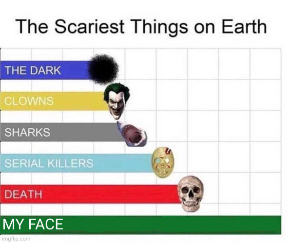 ..... | MY FACE | image tagged in scariest things in the world | made w/ Imgflip meme maker