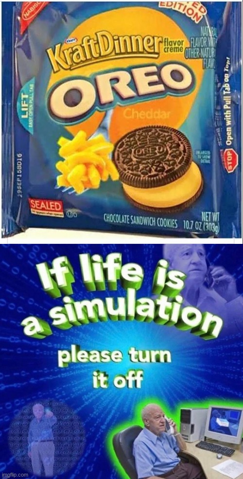 image tagged in if life is a simulation please turn it off,oreos | made w/ Imgflip meme maker