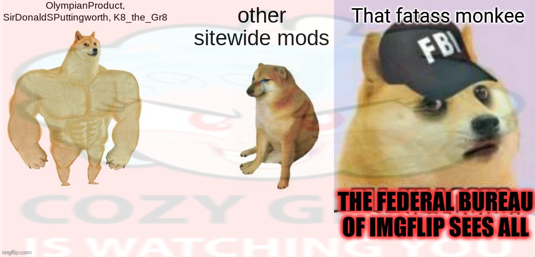 THE FEDERAL BUREAU OF IMGFLIP SEES ALL That fatass monkee | made w/ Imgflip meme maker
