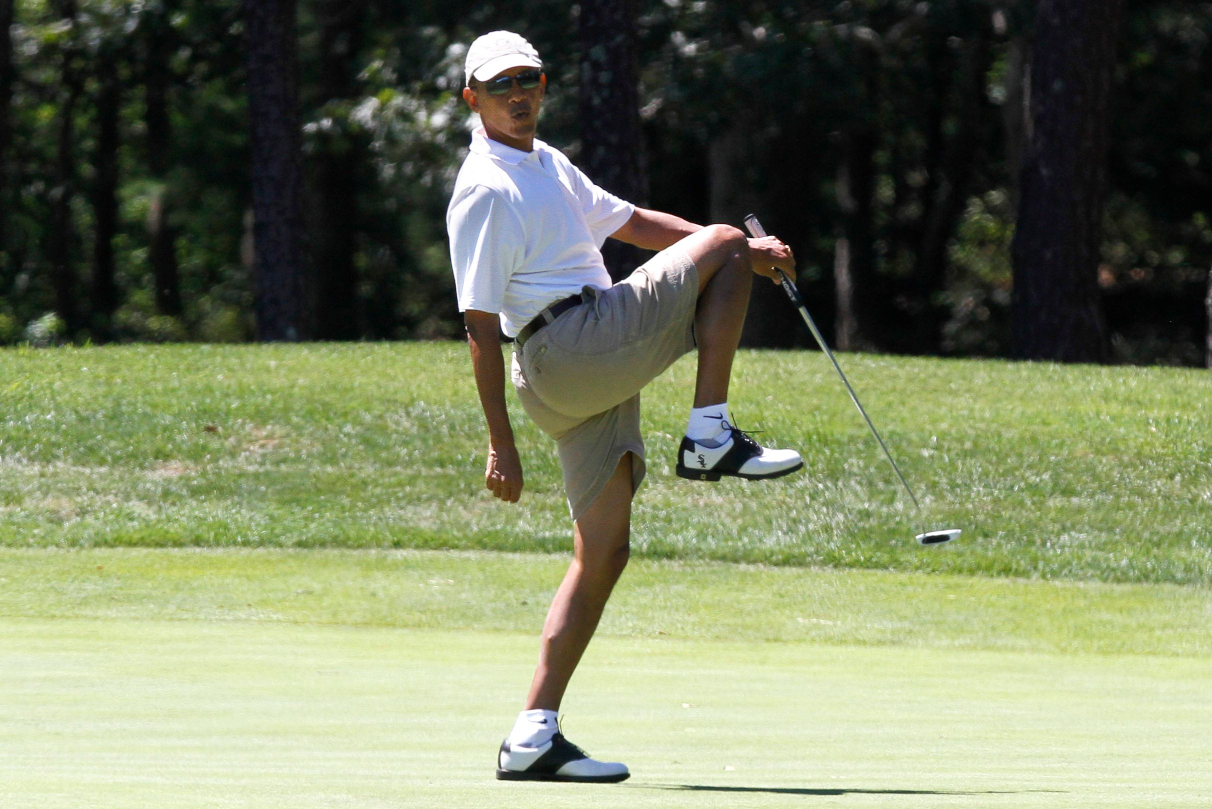 obama golf HQ Blank Meme Template