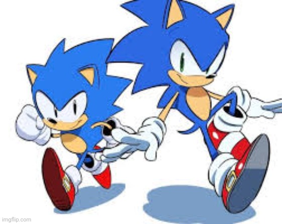 Classic sonic and modern sonic being a wholesome duo | made w/ Imgflip meme maker