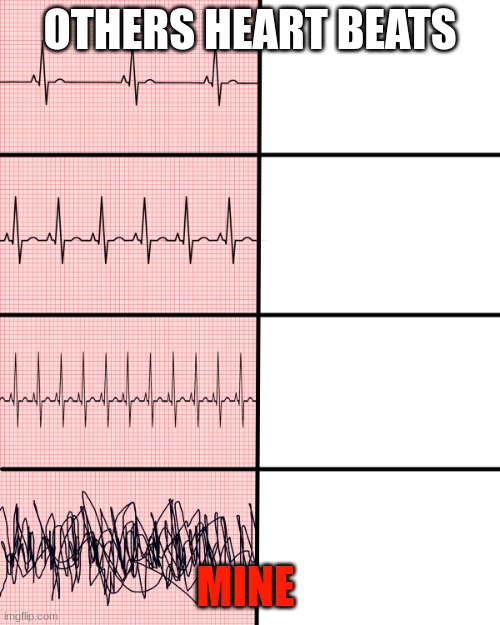 heart rhythms | OTHERS HEART BEATS; MINE | image tagged in heart rhythms | made w/ Imgflip meme maker