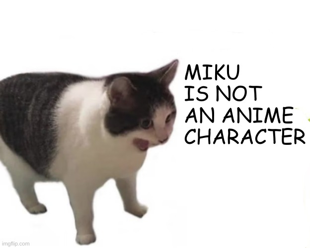 cat screaming | MIKU IS NOT AN ANIME CHARACTER | image tagged in cat screaming | made w/ Imgflip meme maker