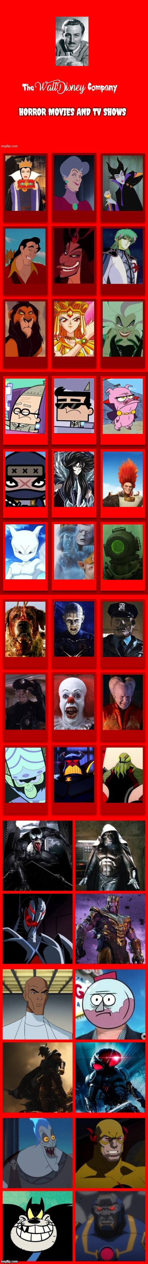 The Walt Disney Company Horror Movies and TV Shows Villains Blank Meme Template