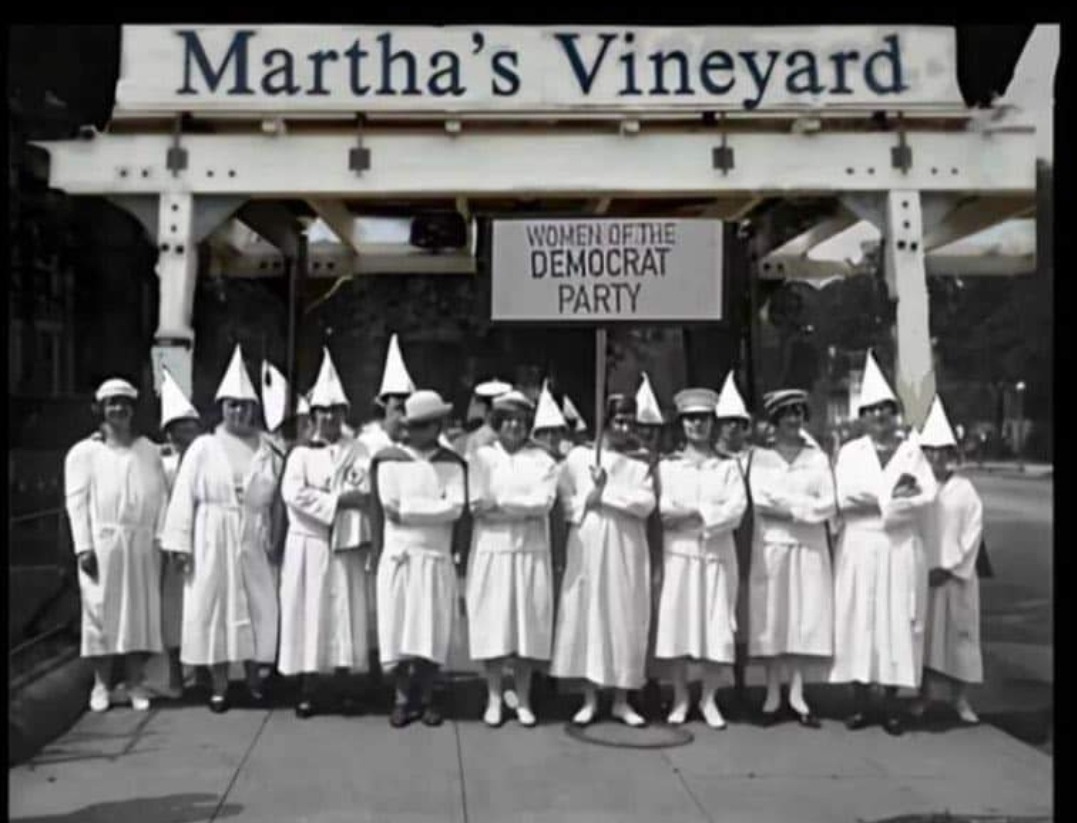 Martha's Vineyard DemoKKKrats | image tagged in kkk,ku klux klan,democrats in sheets,dunce caps,bigots,racists | made w/ Imgflip meme maker