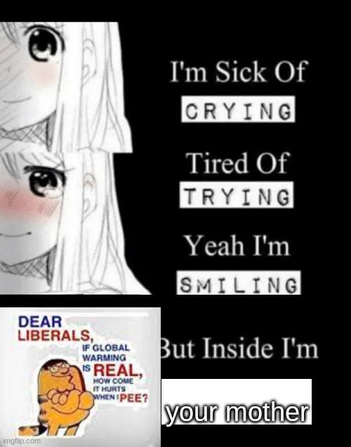 I'm Sick Of Crying | your mother | image tagged in i'm sick of crying | made w/ Imgflip meme maker