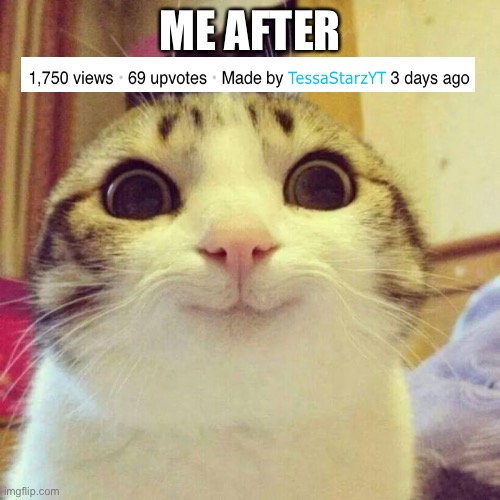 So happy! | ME AFTER | image tagged in memes,smiling cat | made w/ Imgflip meme maker