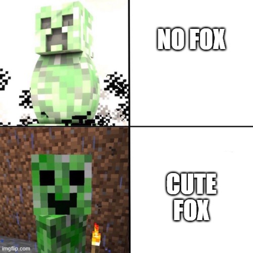 Creeper | NO FOX CUTE FOX | image tagged in creeper | made w/ Imgflip meme maker