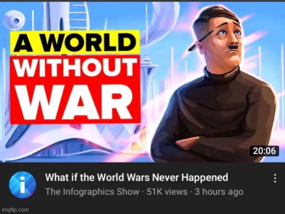 oh yes a world with out war would totally let Hitler into art school | made w/ Imgflip meme maker
