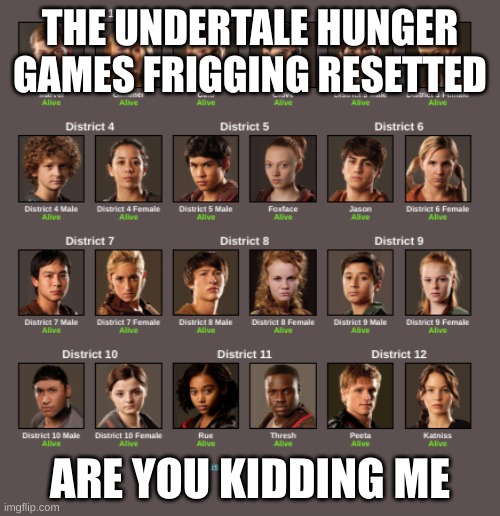 AEUGH | THE UNDERTALE HUNGER GAMES FRIGGING RESETTED; ARE YOU KIDDING ME | made w/ Imgflip meme maker