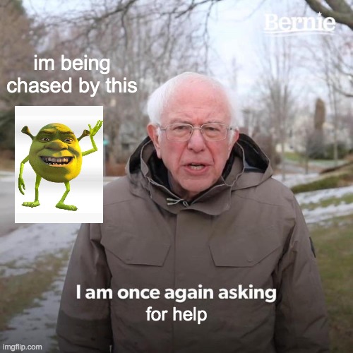Bernie I Am Once Again Asking For Your Support Meme | im being chased by this; for help | image tagged in memes,bernie i am once again asking for your support | made w/ Imgflip meme maker