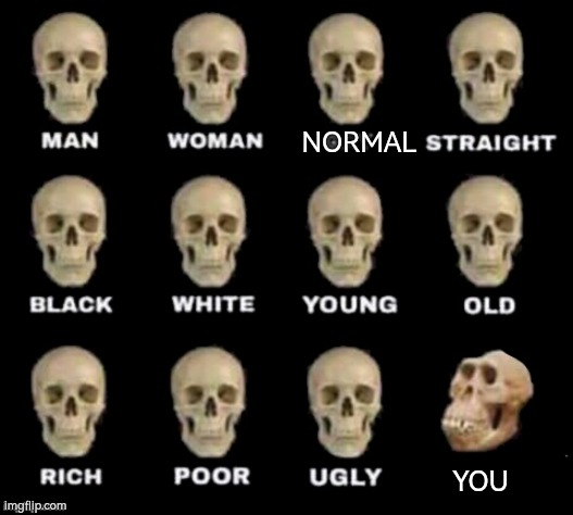 idiot skull | YOU NORMAL | image tagged in idiot skull | made w/ Imgflip meme maker