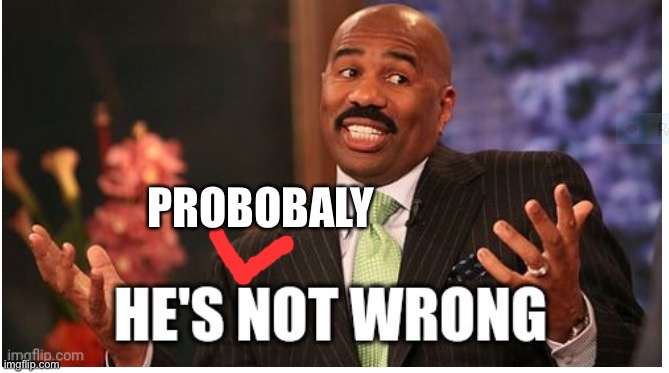 Well he's not 'wrong' | PROBOBALY | image tagged in well he's not 'wrong' | made w/ Imgflip meme maker