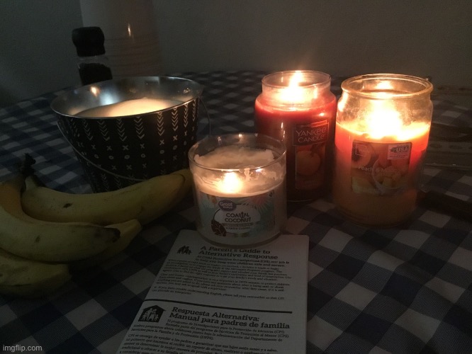 4 candles with different scents all on >:) | made w/ Imgflip meme maker