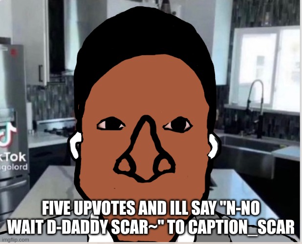imma regret this? | FIVE UPVOTES AND ILL SAY "N-NO WAIT D-DADDY SCAR~" TO CAPTION_SCAR | image tagged in n | made w/ Imgflip meme maker